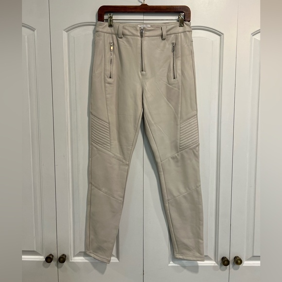 TOPSHOP NWOT beige faux leather blade trouser with no pockets - Picture 2 of 13